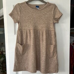 Old Navy Ribbed Short-Sleeve Pocket Dress in Light Brown